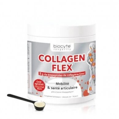 BIOCYTE "COLLAGEN FLEX" su FORTIGEL® kolagenu, gulsčiojo inkaruočio ekstraktu ir vitaminu C, 240g