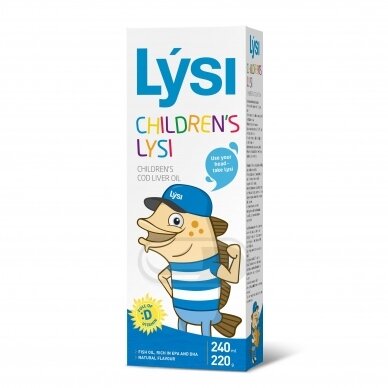 Lysi CHILDRENS - žuvų taukai vaikams, natūralaus skonio, 240ml